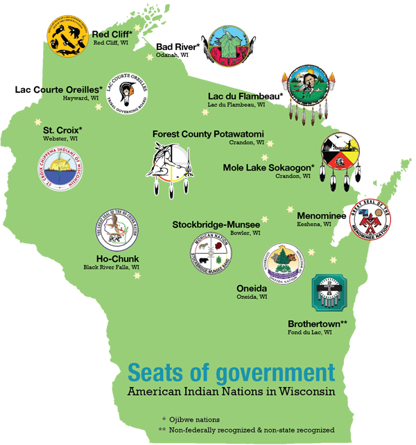 Map of Wisconsin Tribal Nations